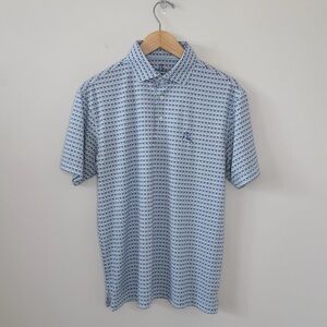 RHOBACK Men's Short Sleeve Performance Polo Queen Blue Charlotte, NC crown print